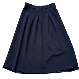 ❄️ Harlowe& Graham Black Ribbed Circle Full A-Line Pleated Midi Skirt